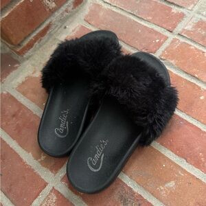 Candie's Plush Black Women's Slippers
